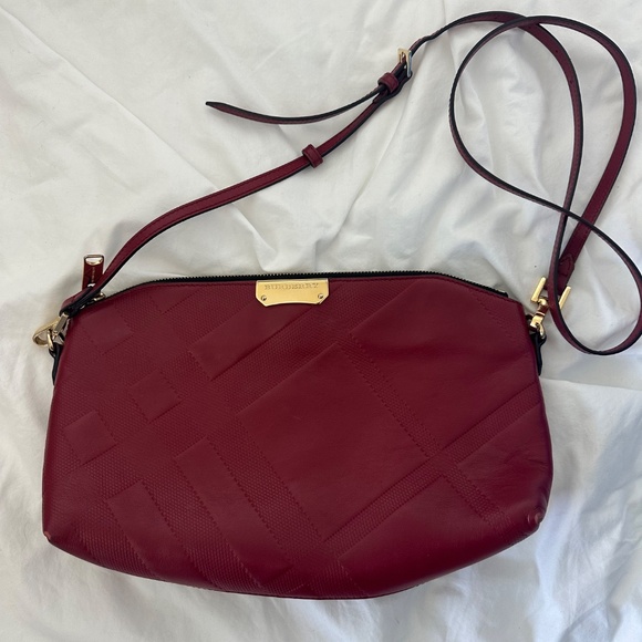 Authentic Vintage Burberry Signature Grain Calfskin Check Embossed Crossbody Bag - Picture 1 of 2